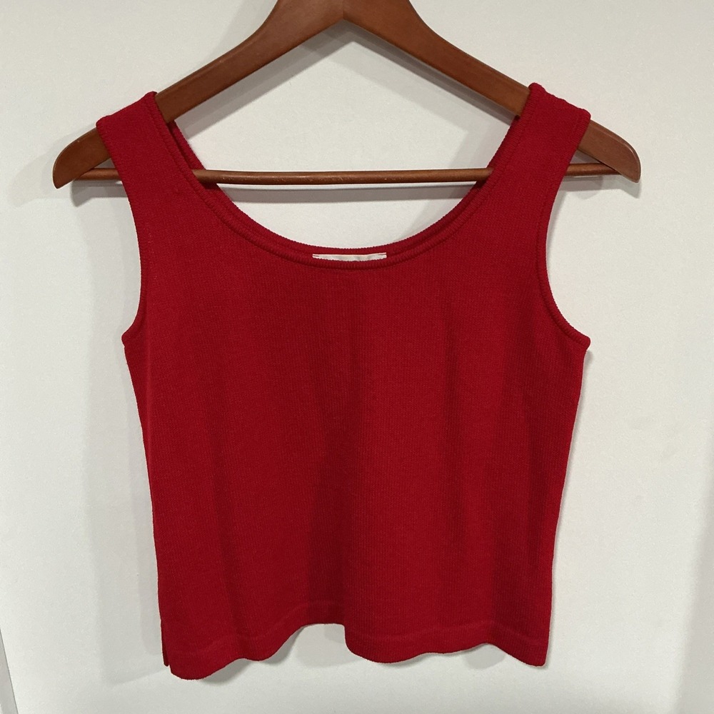St. John Evening Knit Cardigan Set, Ruffle Trim And Tie Closure, Red, 6 - Picture 6 of 16